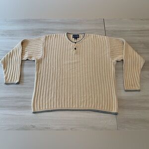 Vintage Bowen & Wright Cable Knit Beige Crew neck Pullover Size L
